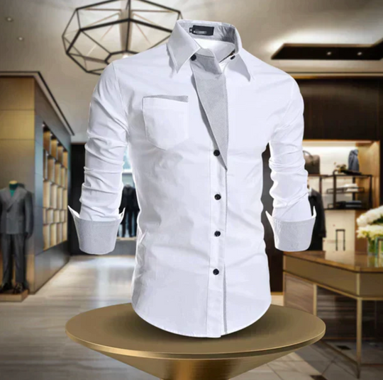 Męska koszula elegancka slim fit – klasyczna koszula bawełniana z kontrastowymi detalami