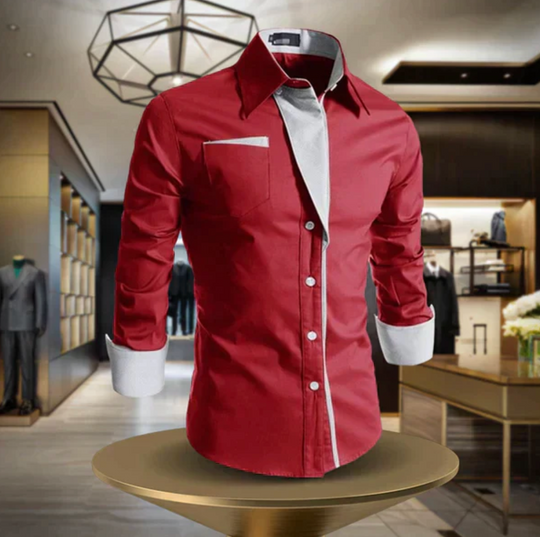 Męska koszula elegancka slim fit – klasyczna koszula bawełniana z kontrastowymi detalami