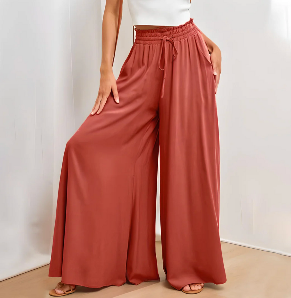 Damskie szerokie spodnie maxi – lekkie, zwiewne, komfortowe na lato