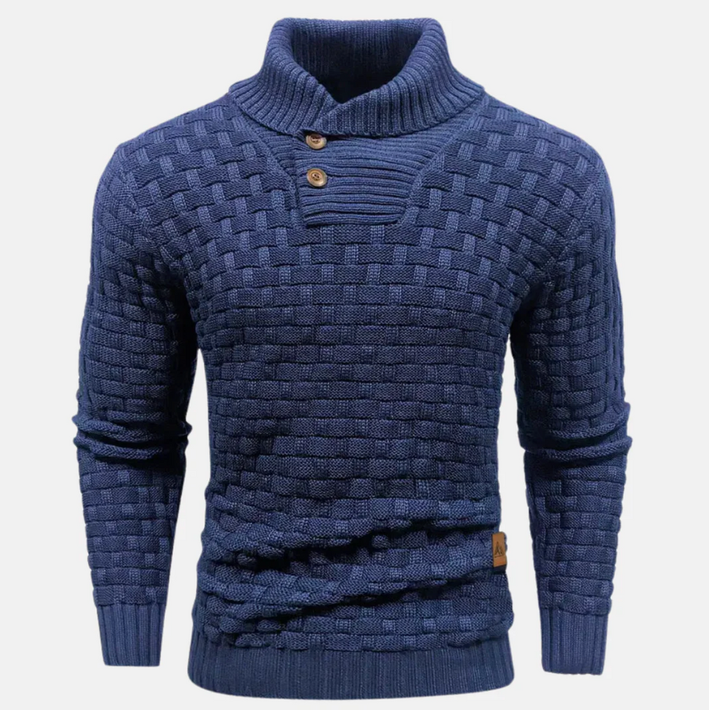 Męski sweter z golfem – elegancki, dzianinowy, dopasowany krój, komfort na co dzień