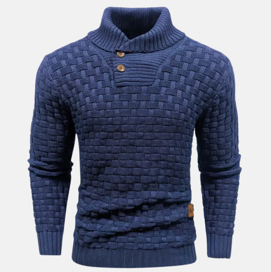 Męski sweter z golfem – elegancki, dzianinowy, dopasowany krój, komfort na co dzień