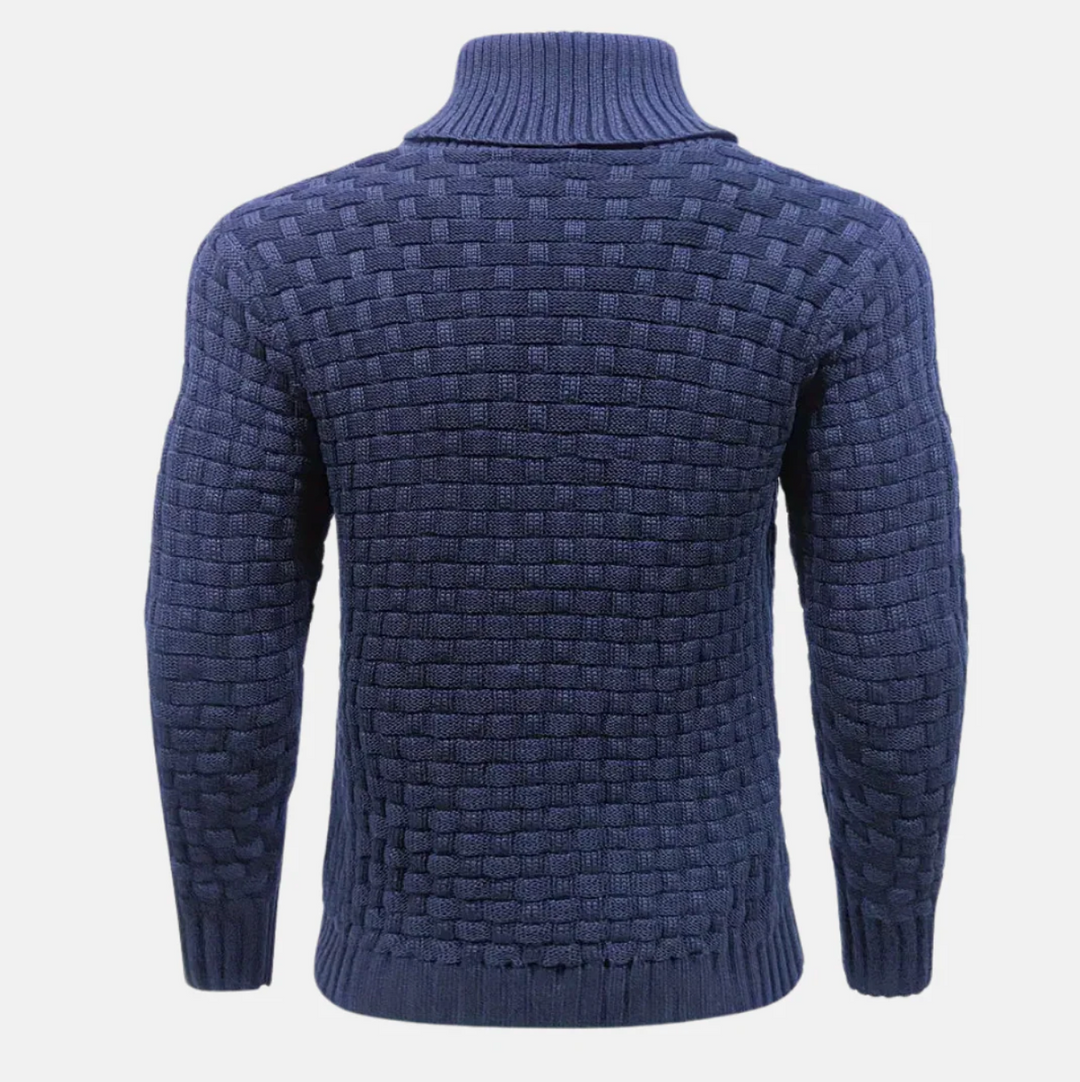 Męski sweter z golfem – elegancki, dzianinowy, dopasowany krój, komfort na co dzień
