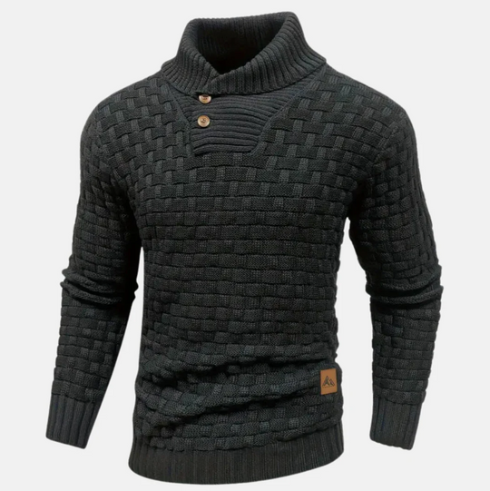 Męski sweter z golfem – elegancki, dzianinowy, dopasowany krój, komfort na co dzień