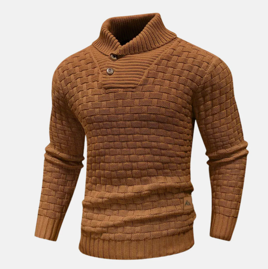 Męski sweter z golfem – elegancki, dzianinowy, dopasowany krój, komfort na co dzień