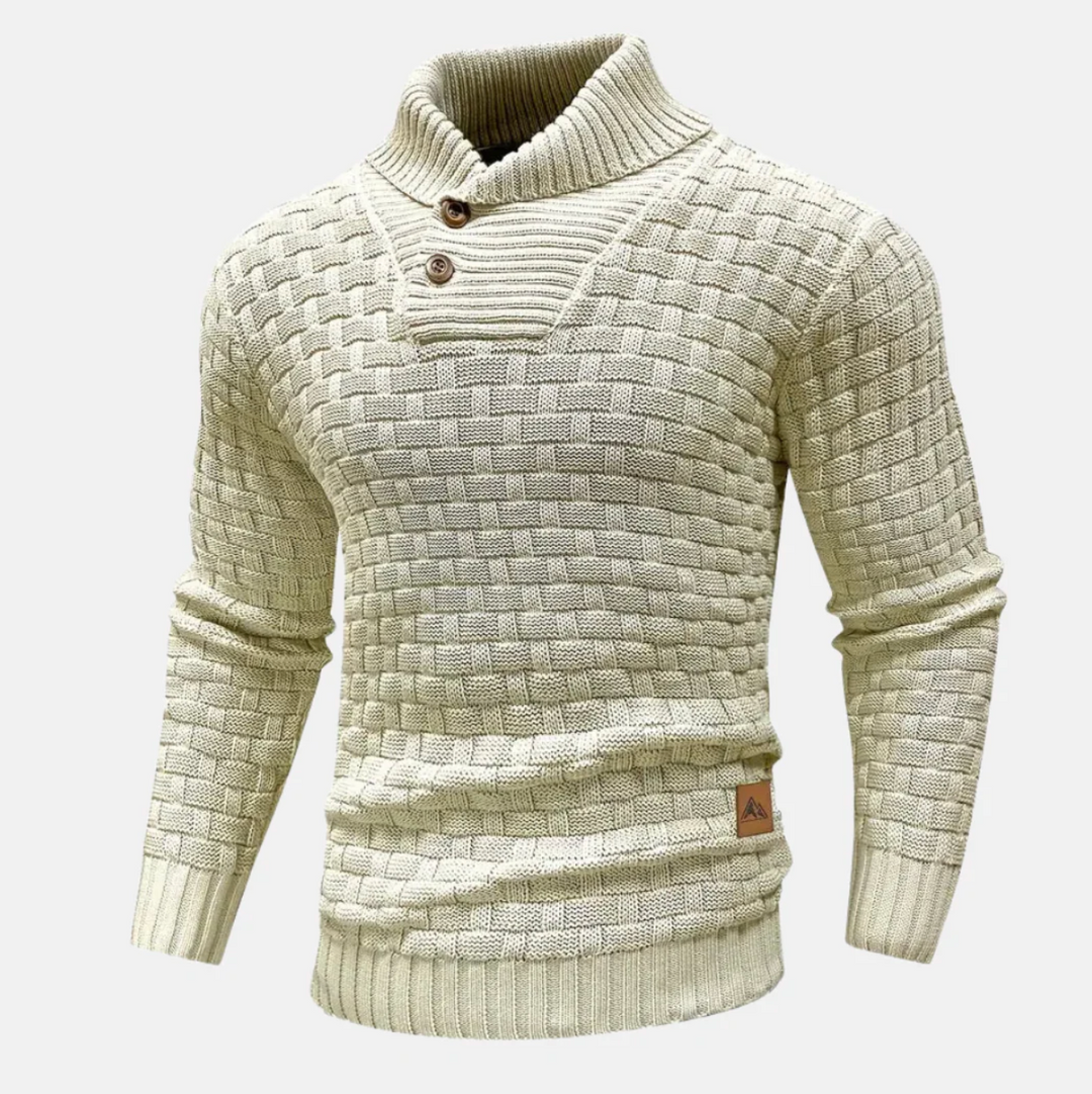 Męski sweter z golfem – elegancki, dzianinowy, dopasowany krój, komfort na co dzień