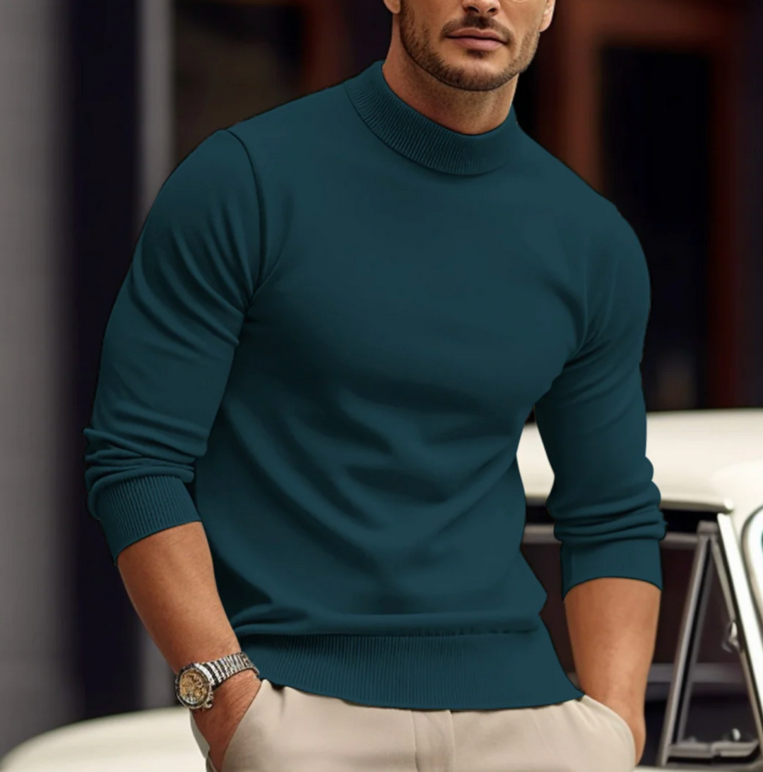 Męski sweter z półgolfem – elegancki, dopasowany krój, 100% komfort