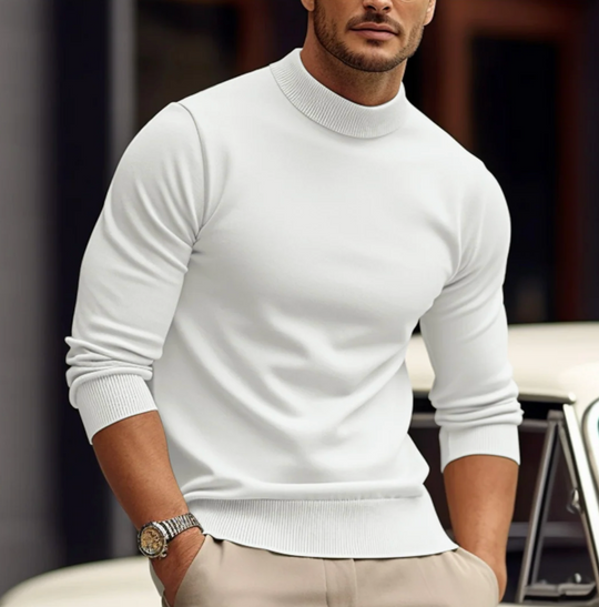Męski sweter z półgolfem – elegancki, dopasowany krój, 100% komfort