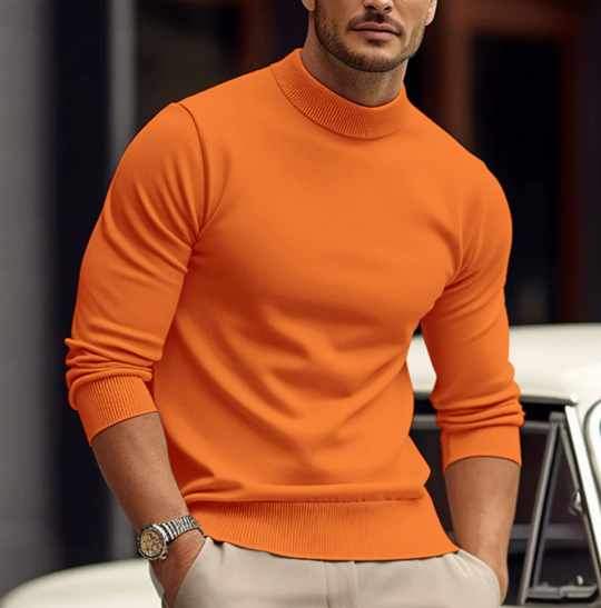 Męski sweter z półgolfem – elegancki, dopasowany krój, 100% komfort