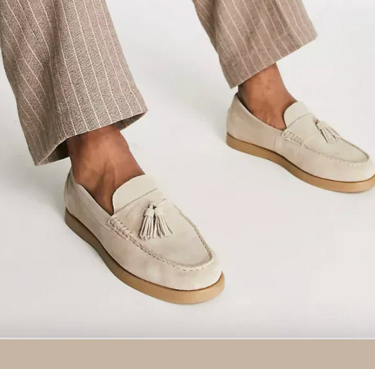 Męskie mokasyny zamszowe slip-on z chwostami