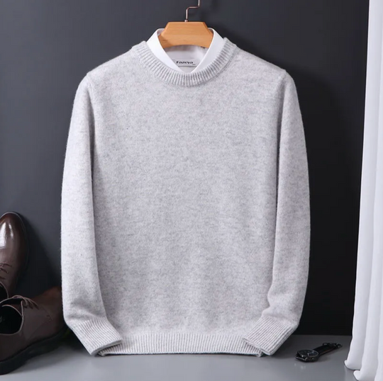 Męski sweter klasyczny z okrągłym dekoltem – miękki, elegancki sweter casual na co dzień