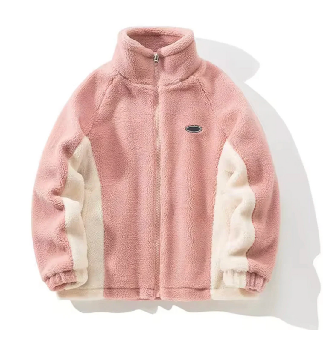 Męska bluza polarowa teddy ze stójką i zamkiem – ciepła kurtka casual na co dzień