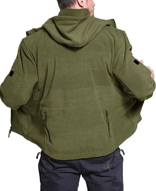 Męska bluza taktyczna polarowa z kapturem – ciepła kurtka outdoor na zamek