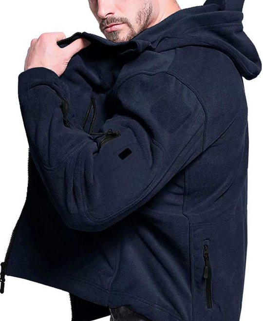 Męska bluza taktyczna polarowa z kapturem – ciepła kurtka outdoor na zamek