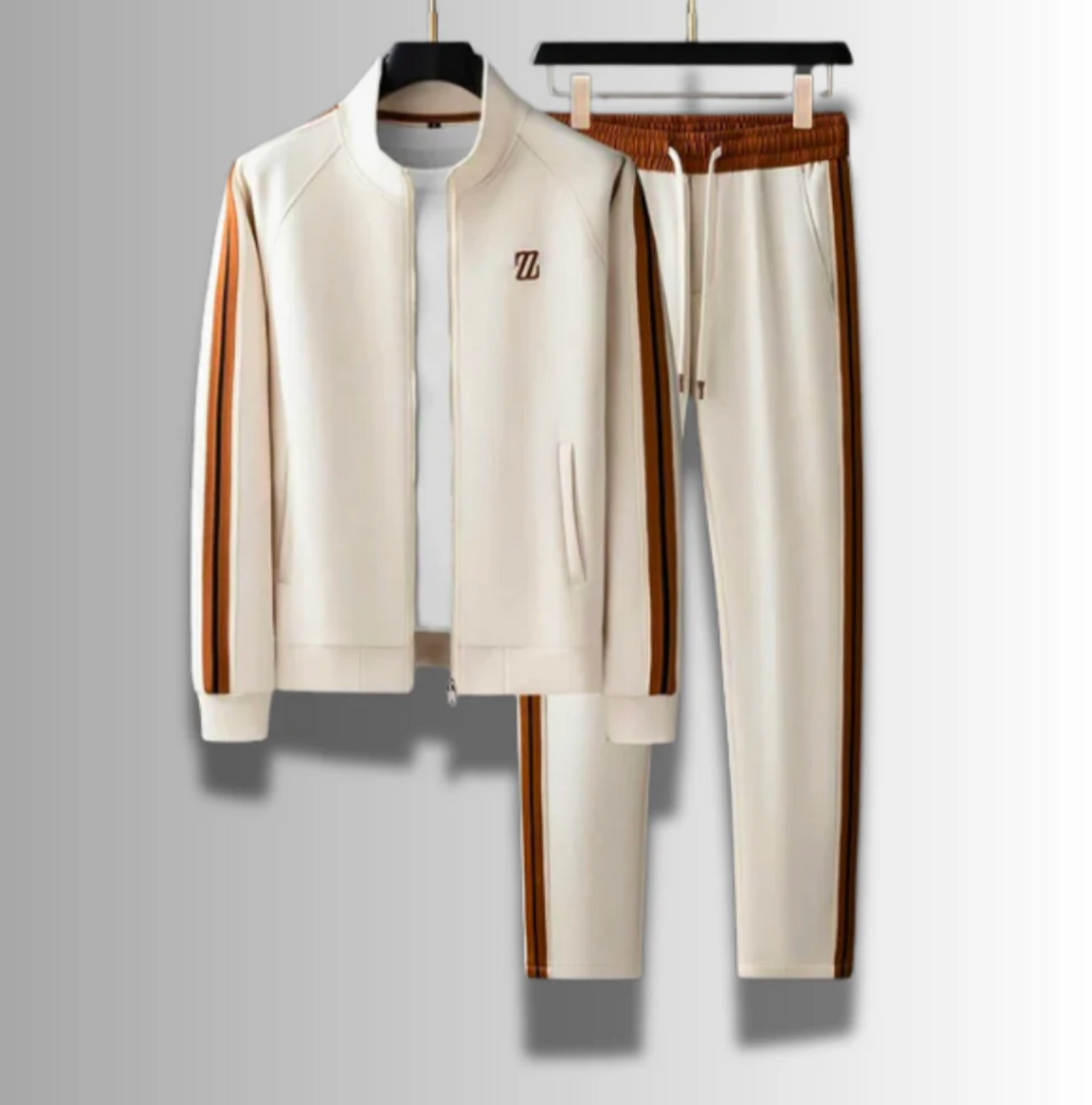 Męski komplet dresowy premium – bluza na zamek i spodnie, sportowy zestaw casual, wygodny i stylowy