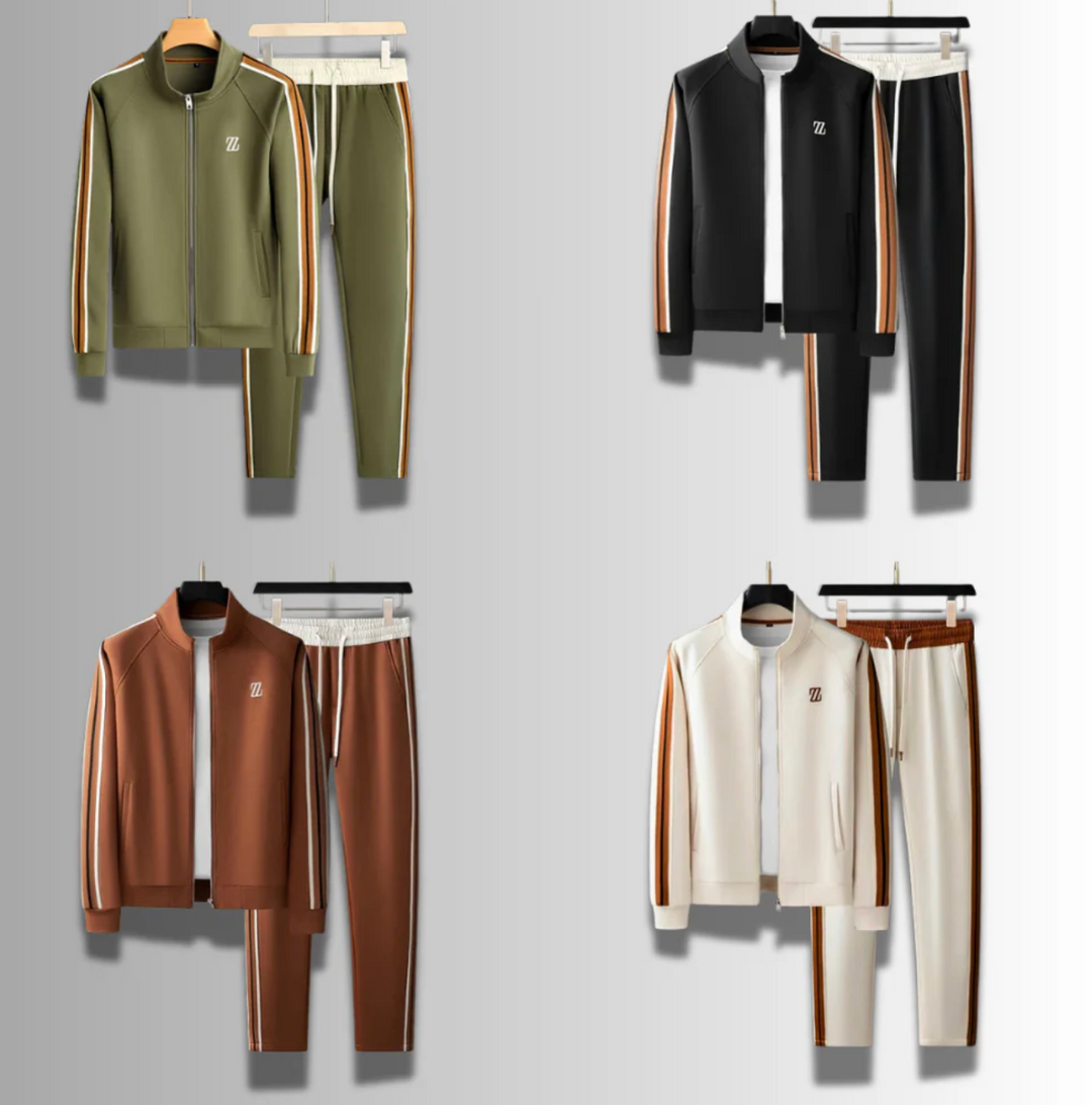Męski komplet dresowy premium – bluza na zamek i spodnie, sportowy zestaw casual, wygodny i stylowy