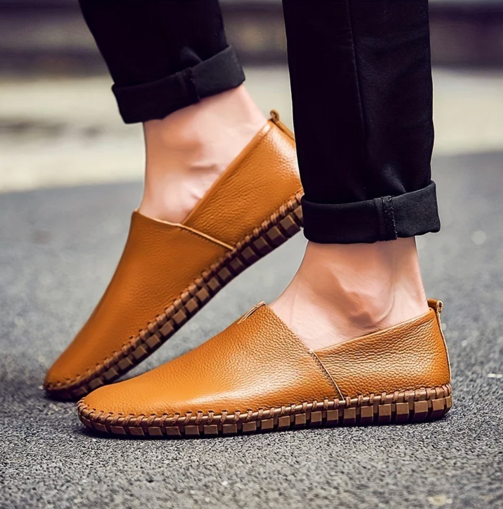 Męskie mokasyny skórzane slip-on – eleganckie loafersy z naturalnej skóry, komfort i styl na co dzień