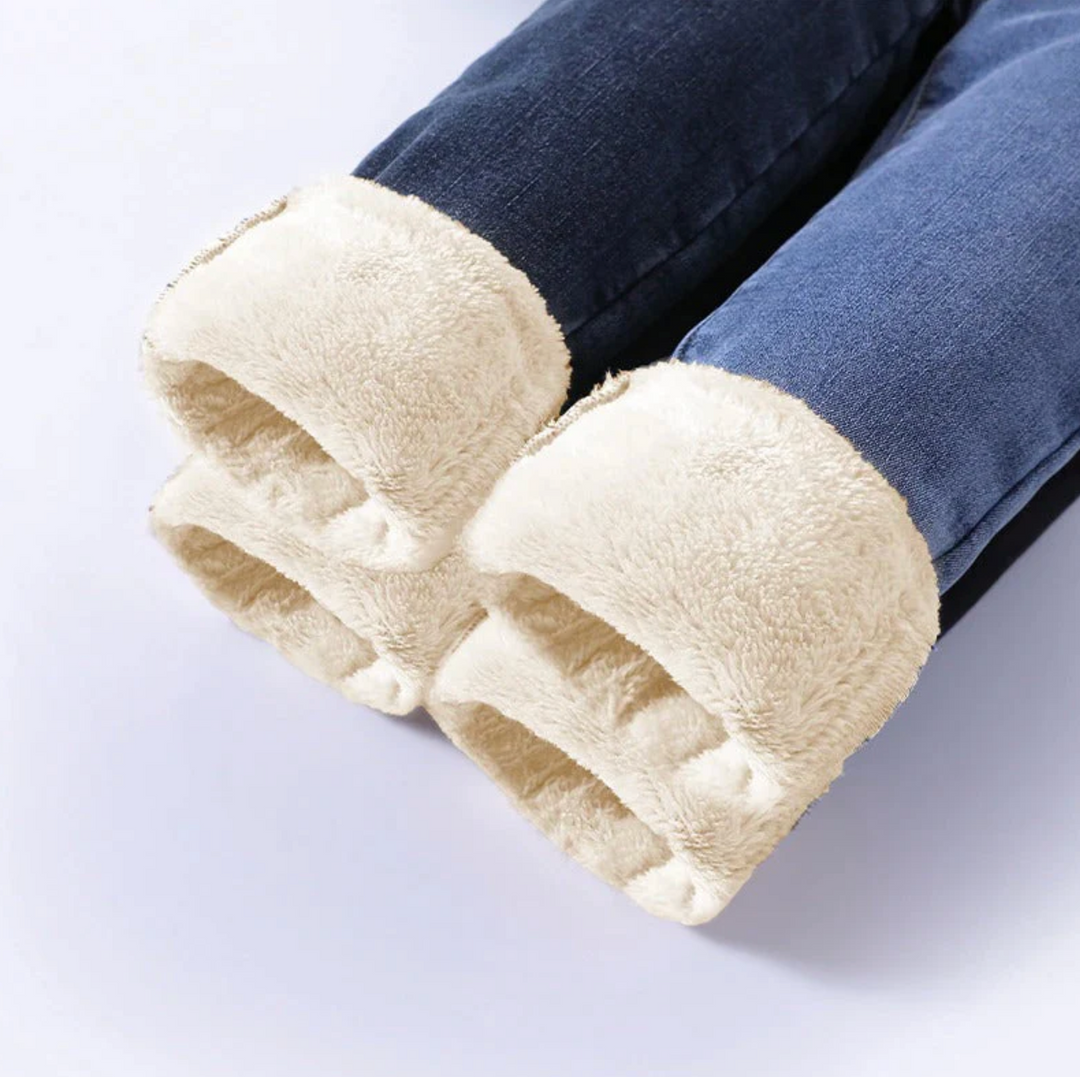 Ocieplane jeansy damskie Slim Fit z wysokim stanem