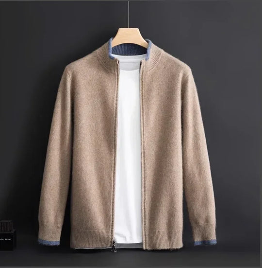 Męski kardigan kaszmirowy na zamek – elegancki sweter premium, ciepły i wygodny