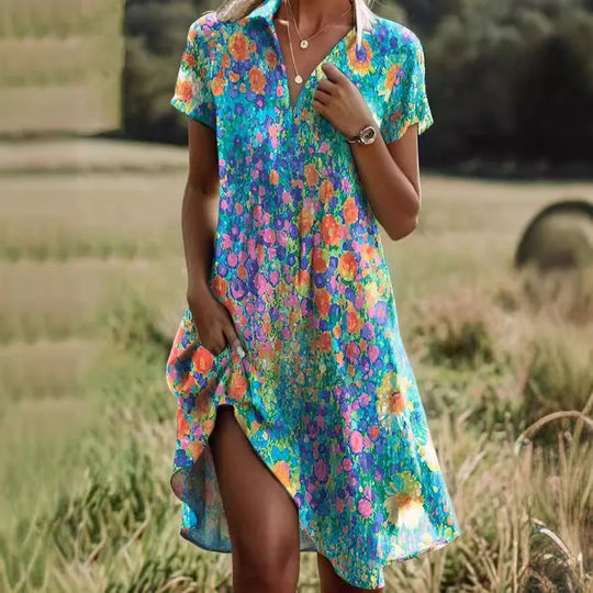 Sukienka boho z kwiatowym wzorem