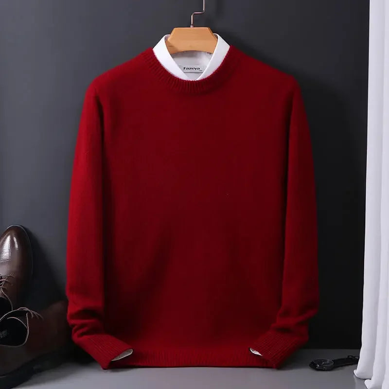Męski sweter klasyczny z okrągłym dekoltem – miękki, elegancki sweter casual na co dzień