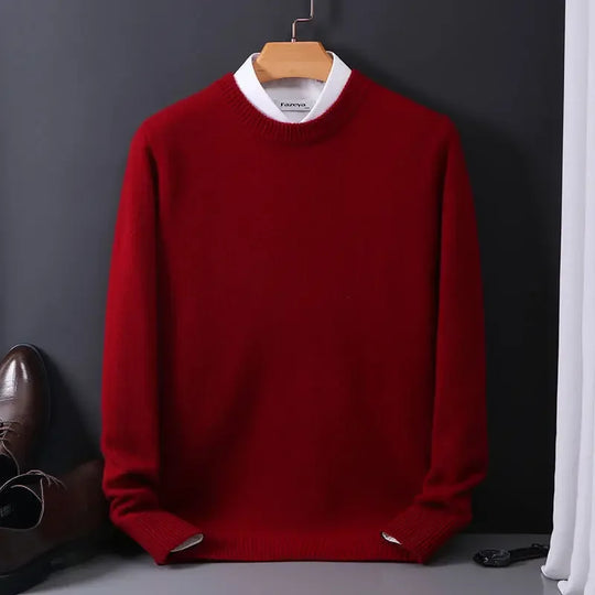 Męski sweter klasyczny z okrągłym dekoltem – miękki, elegancki sweter casual na co dzień
