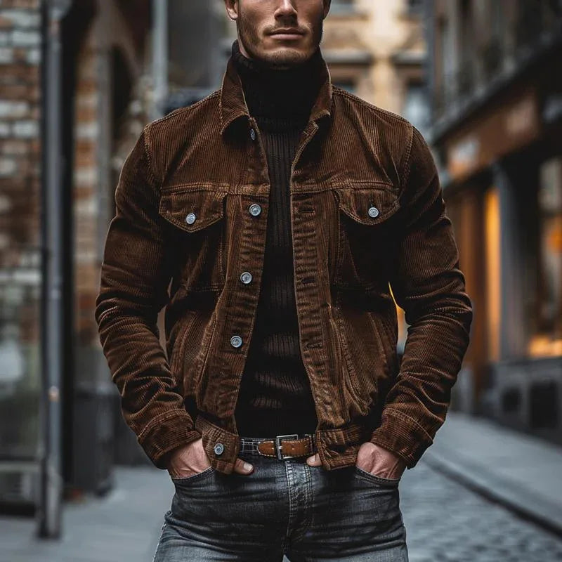 Męska kurtka sztruksowa – elegancka kurtka casual o dopasowanym kroju