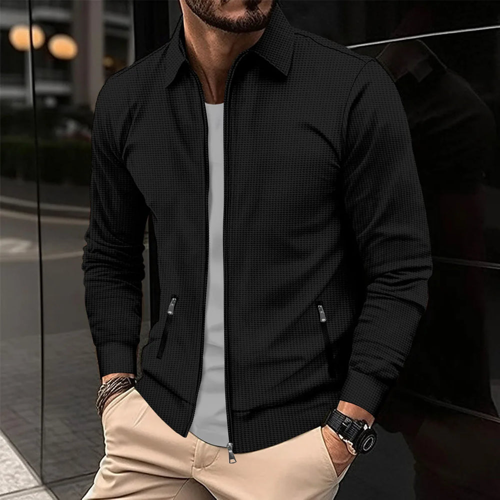 Męska kurtka casual na zamek – lekka, dopasowana, stylowa bluza typu smart casual