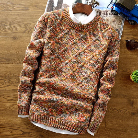 Męski sweter casual – wzorzysty sweter bawełniany
