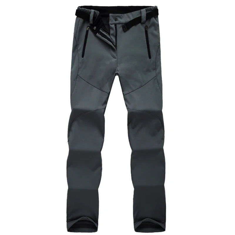 Damskie spodnie trekkingowe softshell ocieplane – wodoodporne spodnie outdoorowe z polarem i kieszeniami