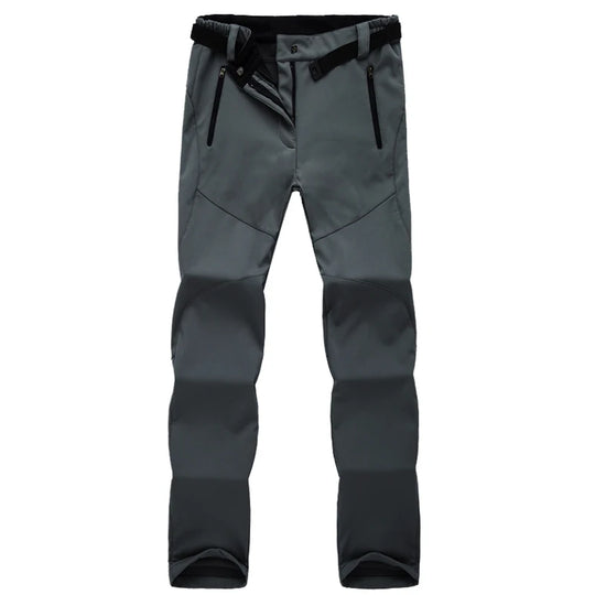 Damskie spodnie trekkingowe softshell ocieplane – wodoodporne spodnie outdoorowe z polarem i kieszeniami