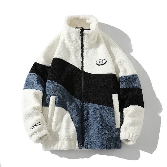 Męska bluza polarowa teddy ze stójką i zamkiem – ciepła kurtka casual na co dzień