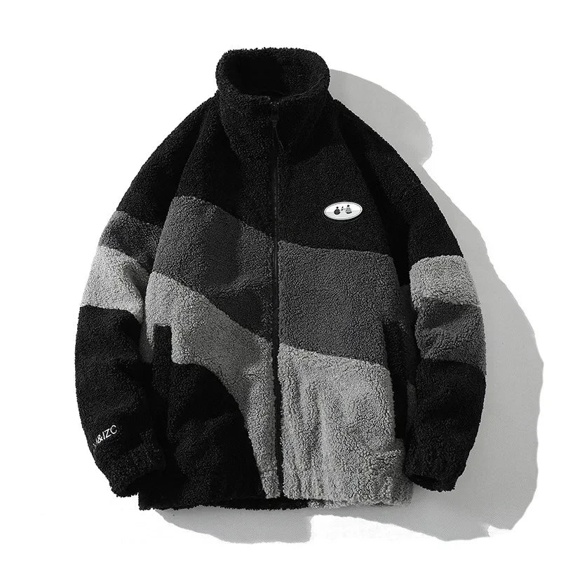 Męska bluza polarowa teddy ze stójką i zamkiem – ciepła kurtka casual na co dzień