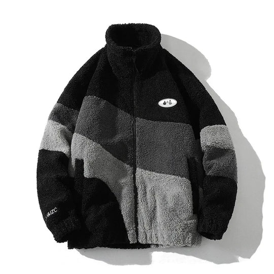Męska bluza polarowa teddy ze stójką i zamkiem – ciepła kurtka casual na co dzień
