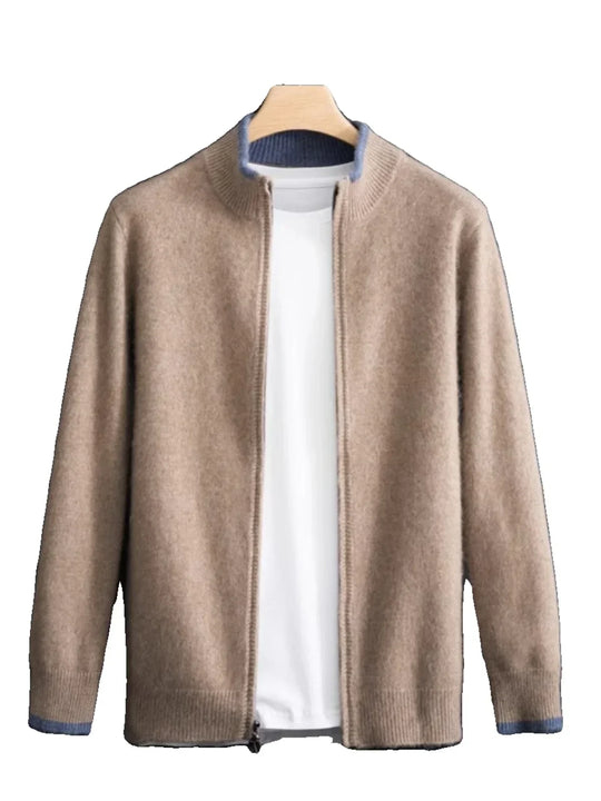 Męski kardigan kaszmirowy na zamek – elegancki sweter premium, ciepły i wygodny