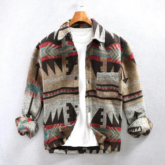 Męska koszula casual w stylu etnicznym – oryginalny design