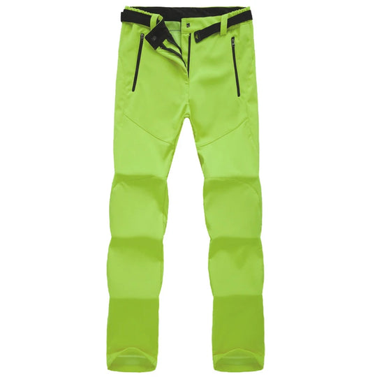 Damskie spodnie trekkingowe softshell ocieplane – wodoodporne spodnie outdoorowe z polarem i kieszeniami